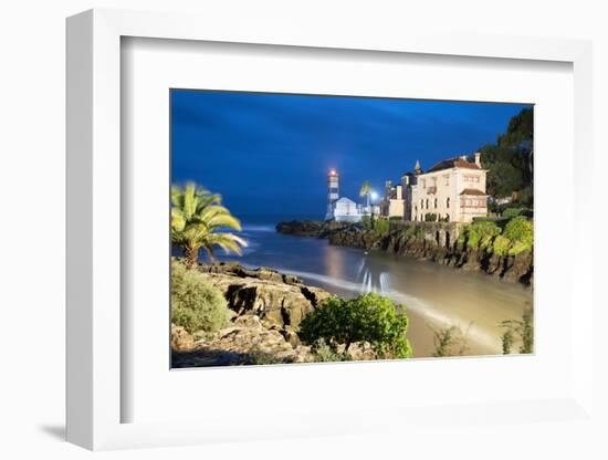 Santa Marta Lighthouse Museum and Casa Museu de Santa Maria floodlit at dawn-Stuart Black-Framed Photographic Print