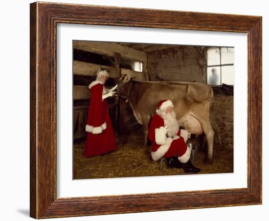 Santa Milks a Cow-Carol Highsmith-Framed Art Print