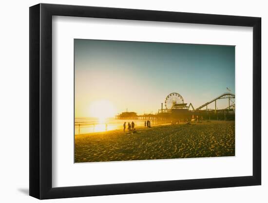 Santa Monica Beach Pier in California Usa at Sunset. Retro Colors-Stoycho Stoychev-Framed Photographic Print