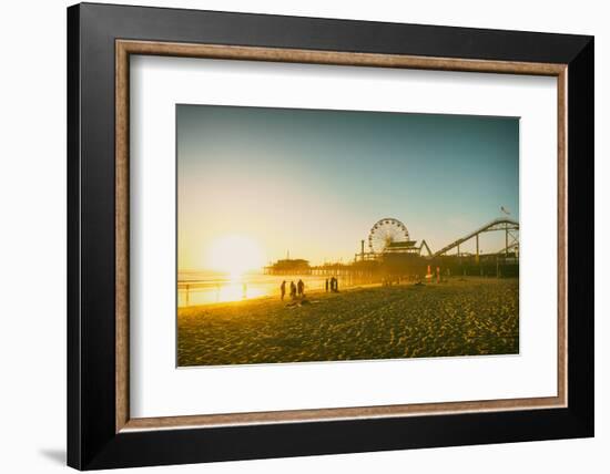Santa Monica Beach Pier in California Usa at Sunset. Retro Colors-Stoycho Stoychev-Framed Photographic Print