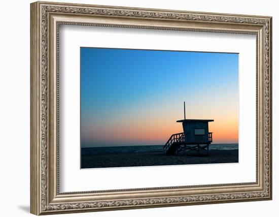 Santa Monica Beach Safeguard Tower at Sunset in Los Angeles-Songquan Deng-Framed Photographic Print