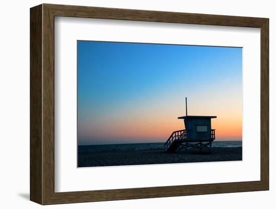 Santa Monica Beach Safeguard Tower at Sunset in Los Angeles-Songquan Deng-Framed Photographic Print