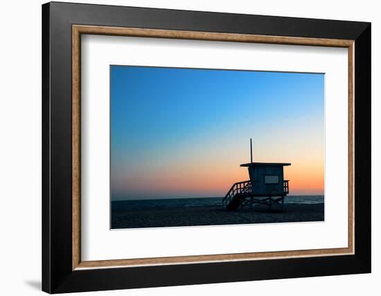 Santa Monica Beach Safeguard Tower at Sunset in Los Angeles-Songquan Deng-Framed Photographic Print