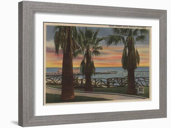 Santa Monica, CA - Yacht Harbor and Sunset View-Lantern Press-Framed Art Print