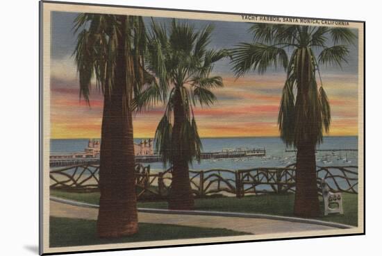 Santa Monica, CA - Yacht Harbor and Sunset View-Lantern Press-Mounted Art Print