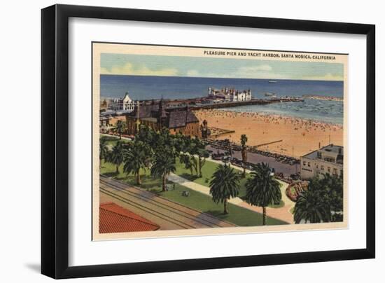 Santa Monica, California - Aerial of Pleasure Pier & Yacht Harbor-Lantern Press-Framed Art Print