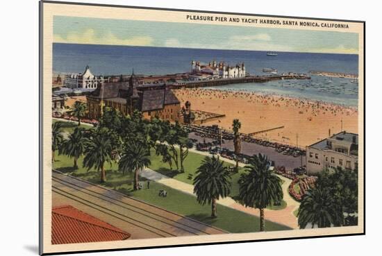 Santa Monica, California - Aerial of Pleasure Pier & Yacht Harbor-Lantern Press-Mounted Art Print