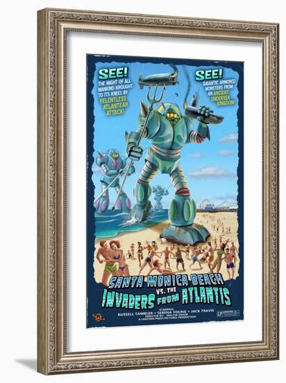 Santa Monica, California - Atlantean Invaders-Lantern Press-Framed Art Print