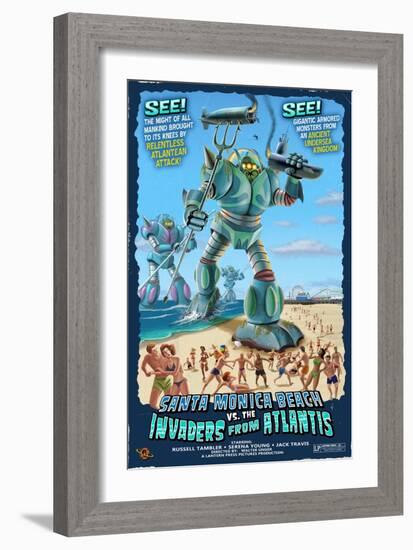 Santa Monica, California - Atlantean Invaders-Lantern Press-Framed Art Print