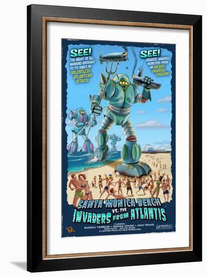 Santa Monica, California - Atlantean Invaders-Lantern Press-Framed Art Print