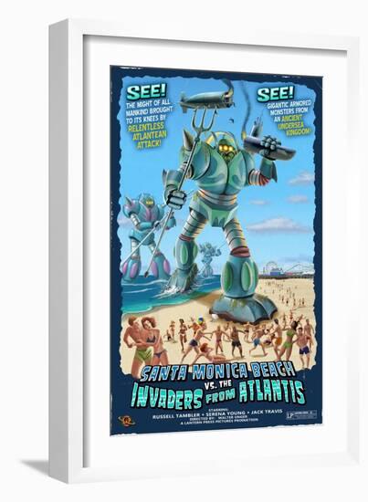 Santa Monica, California - Atlantean Invaders-Lantern Press-Framed Art Print