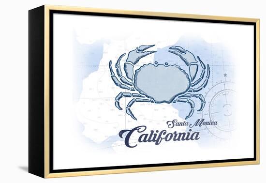 Santa Monica, California - Crab - Blue - Coastal Icon-Lantern Press-Framed Stretched Canvas