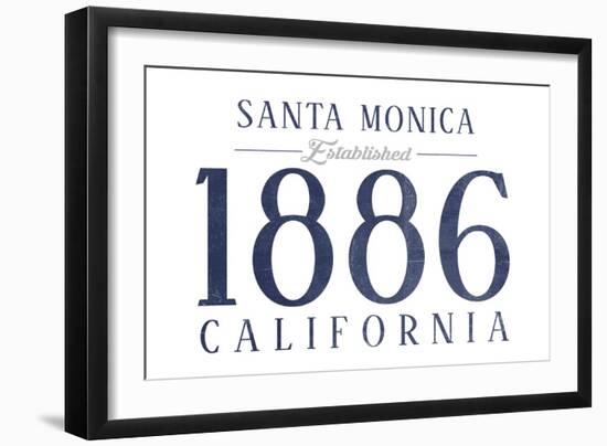 Santa Monica, California - Established Date (Blue)-Lantern Press-Framed Art Print