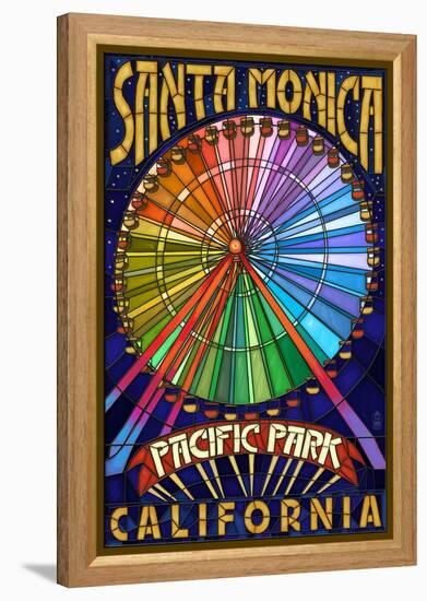 Santa Monica, California - Ferris Wheel-Lantern Press-Framed Stretched Canvas