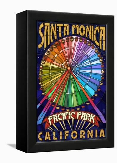 Santa Monica, California - Ferris Wheel-Lantern Press-Framed Stretched Canvas