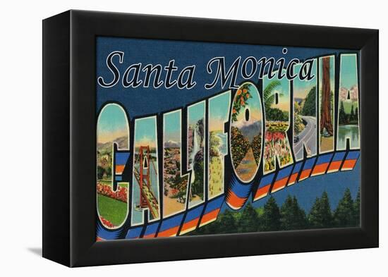 Santa Monica, California - Large Letter Scenes-Lantern Press-Framed Stretched Canvas