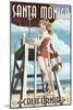 Santa Monica, California - Lifeguard Pinup-Lantern Press-Mounted Art Print