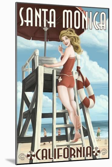 Santa Monica, California - Lifeguard Pinup-Lantern Press-Mounted Art Print