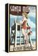 Santa Monica, California - Lifeguard Pinup-Lantern Press-Framed Stretched Canvas