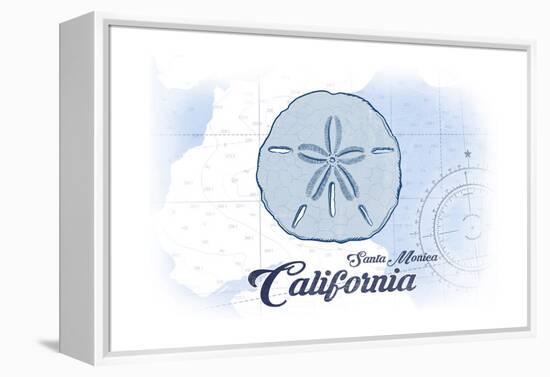 Santa Monica, California - Sand Dollar - Blue - Coastal Icon-Lantern Press-Framed Stretched Canvas