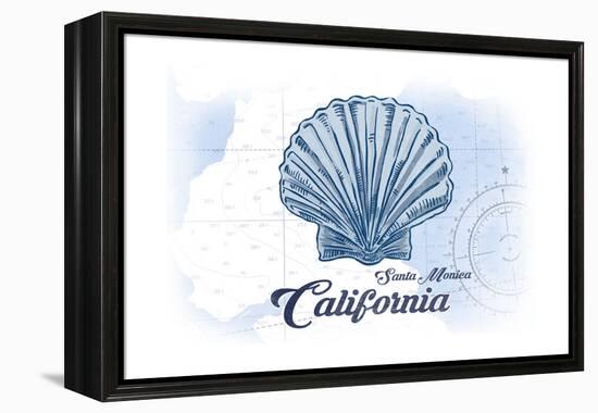 Santa Monica, California - Scallop Shell - Blue - Coastal Icon-Lantern Press-Framed Stretched Canvas