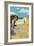 Santa Monica, California - Woman on the Beach-Lantern Press-Framed Art Print