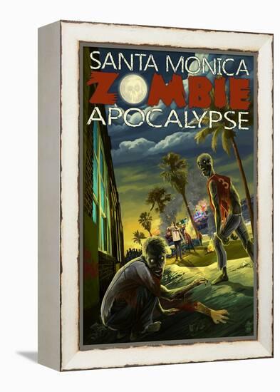 Santa Monica, California - Zombie Apocalypse-Lantern Press-Framed Stretched Canvas