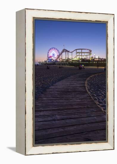 Santa Monica, Los Angeles, California, USA: The Santa Monica Pier After Sunset-Axel Brunst-Framed Premier Image Canvas