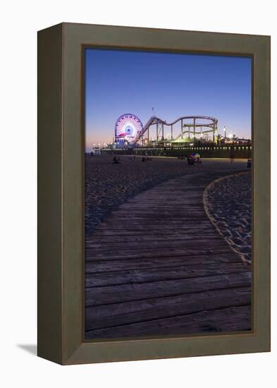 Santa Monica, Los Angeles, California, USA: The Santa Monica Pier After Sunset-Axel Brunst-Framed Premier Image Canvas