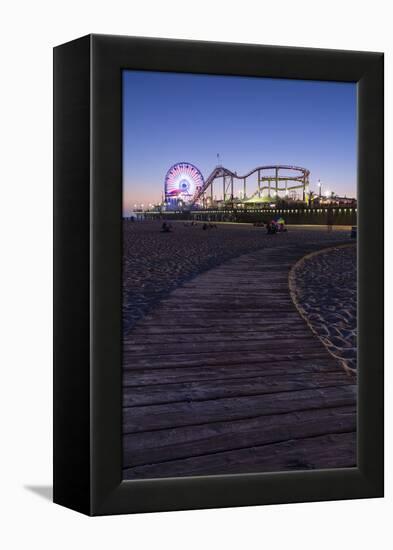 Santa Monica, Los Angeles, California, USA: The Santa Monica Pier After Sunset-Axel Brunst-Framed Premier Image Canvas