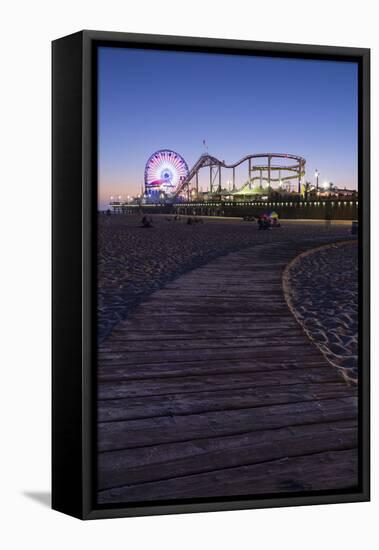 Santa Monica, Los Angeles, California, USA: The Santa Monica Pier After Sunset-Axel Brunst-Framed Premier Image Canvas