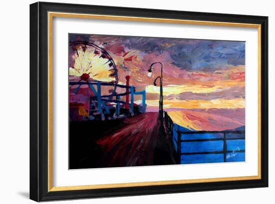 Santa Monica Pier At Dawn-Markus Bleichner-Framed Art Print