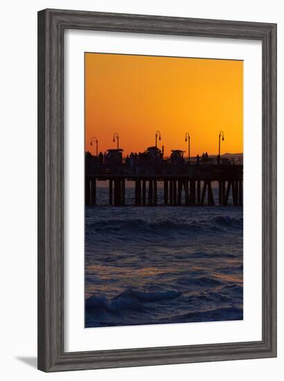 Santa Monica Pier at Sunset, Santa Monica, Los Angeles, California-David Wall-Framed Photographic Print