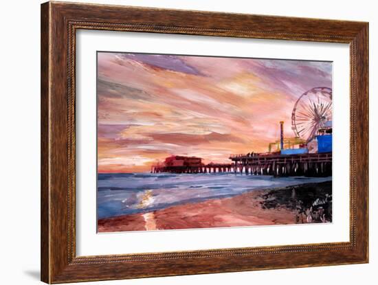 Santa Monica Pier at Sunset-Markus Bleichner-Framed Art Print