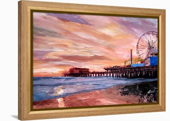 Santa Monica Pier at Sunset-Markus Bleichner-Framed Stretched Canvas