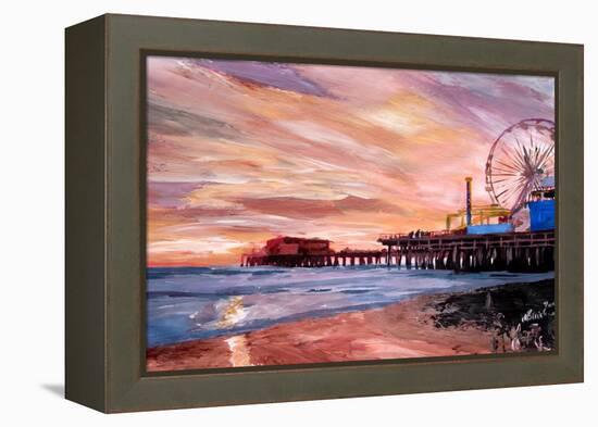 Santa Monica Pier at Sunset-Markus Bleichner-Framed Stretched Canvas