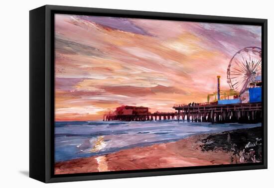 Santa Monica Pier at Sunset-Markus Bleichner-Framed Stretched Canvas