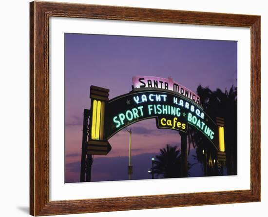 Santa Monica Pier Neon Entrance Sign, Los Angeles, California, USA-Walter Bibikow-Framed Photographic Print