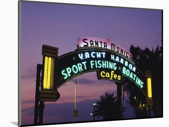 Santa Monica Pier Neon Entrance Sign, Los Angeles, California, USA-Walter Bibikow-Mounted Photographic Print