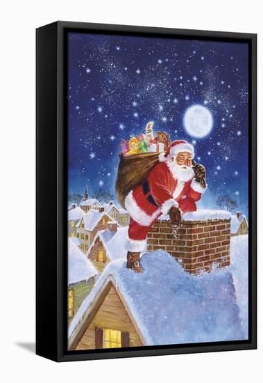 Santa on Rooftop-Hal Frenck-Framed Premier Image Canvas