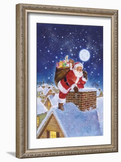 Santa on Rooftop-Hal Frenck-Framed Giclee Print