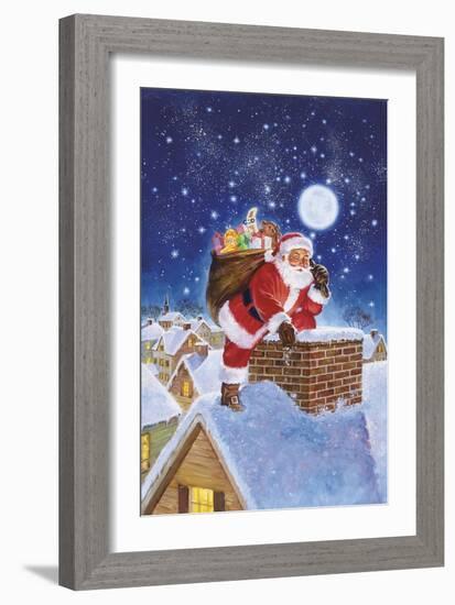 Santa on Rooftop-Hal Frenck-Framed Giclee Print