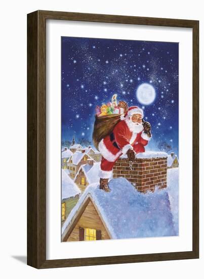 Santa on Rooftop-Hal Frenck-Framed Giclee Print