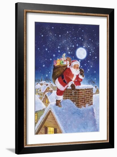 Santa on Rooftop-Hal Frenck-Framed Giclee Print