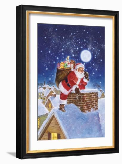 Santa on Rooftop-Hal Frenck-Framed Giclee Print