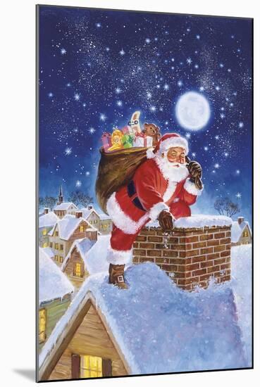 Santa on Rooftop-Hal Frenck-Mounted Giclee Print