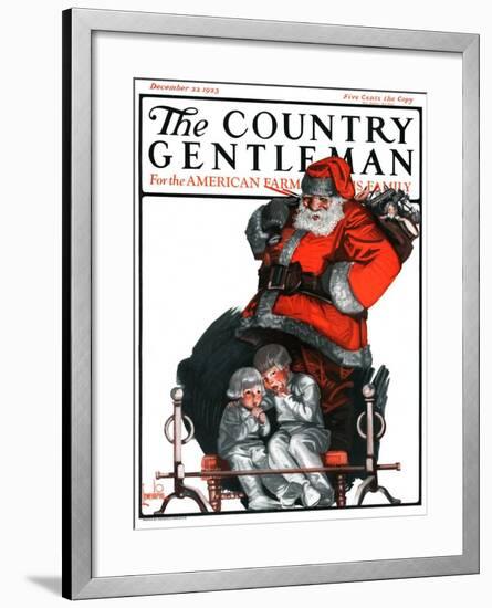 "Santa Overhears," Country Gentleman Cover, December 22, 1923-F. Lowenheim-Framed Giclee Print