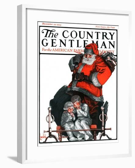 "Santa Overhears," Country Gentleman Cover, December 22, 1923-F. Lowenheim-Framed Giclee Print