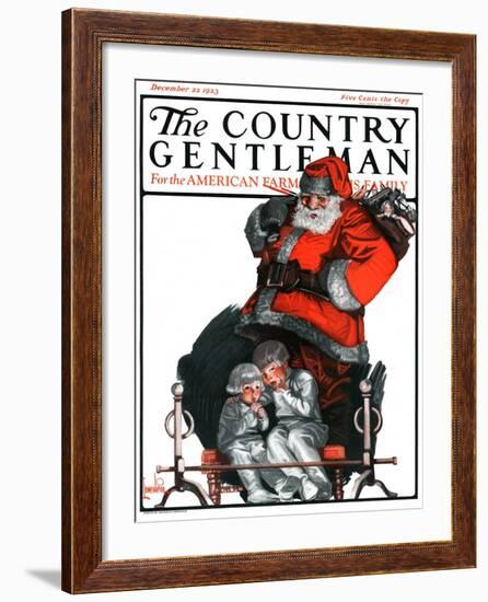 "Santa Overhears," Country Gentleman Cover, December 22, 1923-F. Lowenheim-Framed Giclee Print