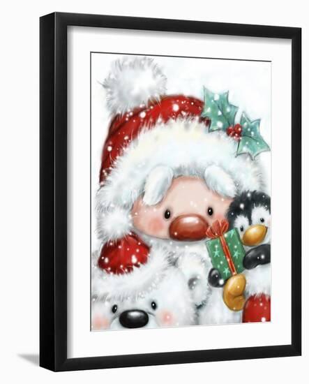 Santa, Penguin And Polar Bear-MAKIKO-Framed Giclee Print